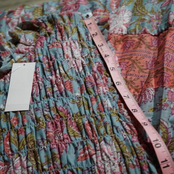 Calypso St. Barth NWT Blue Floral Print Smocked Tiered Maxi Dress XL/TG - Picture 5 of 8